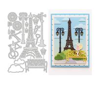 UNICRAFTALE 17 fustelle in acciaio al carbonio a forma di torre di Parigi, stencil per goffratura, per realizzare biglietti, album fotografici, diari, decorazioni artigianali
