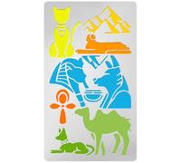UNICRAFTALE 1Pc Modello Egiziano Elemento Stencil In Metallo Acciaio Inossidabile Dipinti Egizi Modello Geroglifici Stencil per Journaling Stencil per Intaglio Del Legno Disegno Incisione Scrapbooking