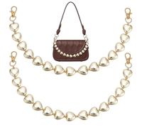 UNICRAFTALE 2 collane a forma di cuore, per borsa a mano, dorate, per borse, da donna, decorazione fai da te, 37 cm