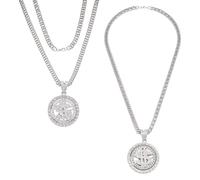 UNICRAFTALE 2 collane girevoli con simbolo del dollaro con ciondoli retrò anni '80 e '90 hip hop rapper accessori per costumi punk gioielli, Metallo