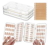 UNICRAFTALE 2 contenitori trasparenti per unghie artificiali (6,0 x 3,6 x 1,9 cm), impilabili, rettangolari, con fogli per etichette, per cassetti e viaggi