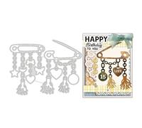UNICRAFTALE 2 fustelle da taglio in metallo con spilla da balia per la creazione di biglietti con nappa, stella, cuore, ciondolo rotondo, stencil per goffratura, stencil per fai da te, scrapbooking