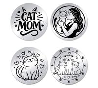 UNICRAFTALE 2 Pezzi 2 Stili Gatti Mamma Monete Divertenti Gatti Monete In Acciaio Inox Decisionale Regalo d'Amore Per Le Donne Memoriali Con Scatola di Carta Per Gli Amanti degli Animali Dom