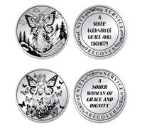 UNICRAFTALE 2 Pezzi In Acciaio Inox Doppio Lato Moneta Decisione Fata Farfalla Moneta Sobriety Coin AA Chip Medaglioni Ricreazione Regali Per Le Donne Per La Celebrazione Di Pietre Milestili Sobrie
