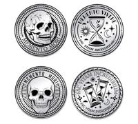 UNICRAFTALE 2 pezzi Memento Mori Moneta Clessidra Teschio Monete Sfida Memento Promemoria Teschio Token Medaglioni Per La Pratica Stoica Quotidiana Meditazione Stoicismo Regali