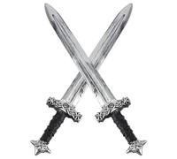 UNICRAFTALE 2 pezzi Spada Cavaliere Accessorio Cosplay per LARP | Plastica durevole, senza bordi taglienti, nero, 58,7 x 10,9 x 3,8 cm, per decorazione d'ufficio, per festa medievale