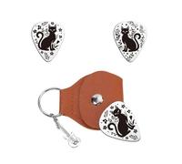 UNICRAFTALE 2 plettri per chitarra personalizzati con portachiavi a forma di pianta di gattino, in acciaio inox, con custodia in pelle PU, set per chitarra, musicista, amante di compleanno