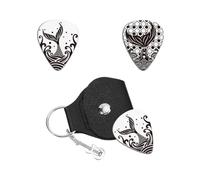 UNICRAFTALE 2 plettri personalizzati per chitarra, idea regalo, portachiavi a forma di coda di pesce, in acciaio inox, con custodia in pelle PU, set di plettri per il compleanno del giocatore