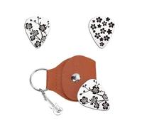 UNICRAFTALE 2 plettri personalizzati per chitarra, idea regalo, portachiavi con incisione su un lato, in acciaio inox, con custodia in pelle PU, set di plettri per il compleanno del giocatore