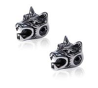 UNICRAFTALE 2 pz Lupo Perline Sciolte 304 Perline Spaziatura in Acciaio Inox Che Argento 2mm Piccolo Foro Perline Animale Testa di Lupo Perla Trova per Braccialetti Produzione Gioielli