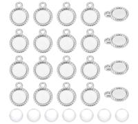 UNICRAFTALE 20 pezzi in acciaio inox vergine per ciondoli 10,5 x 8 mm piatto rotondo con 20 cabochon coordinati per la creazione di gioielli in resina fotografica