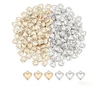 Unicraftale 200 ciondoli a forma di cuore gonfiato in 2 colori, ciondoli a forma di piccolo cuore d'amore, ciondoli in plastica CCB, ciondoli a forma di cuore pesca con foro piccolo, ciondoli a forma