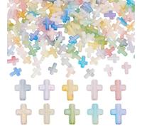 UNICRAFTALE 200 perline a croce in acrilico, 10 colori, con perle a forma di crocifisso, distanziatori a croce, con perla in pellicola dorata, per la produzione di collane e braccialetti pasquali