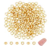 UNICRAFTALE 200 Pz 18K Placcato Oro Distanziatore Perline Disco Perline Rondelle Perline Braccialetto Perline Metallo Perline Rotonde Piatte Perline Sciolte per Fai Da Te Braccialetto Collana Gioielli