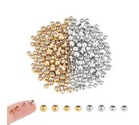 UNICRAFTALE 200 pz 2 Misure 2 Colori Perline In Acciaio Inossidabile Perline Distanziali Tonde Perline Liscia Trovare 3/4mm Perline Distanziali con Foro Piccolo Perlina di Metallo per Braccialetto