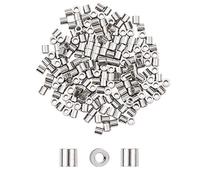 UNICRAFTALE 200 pz 2mm Perline Distanziatore Colonna Perline Allentate in Acciaio Inox Perline Piccolo Foro Distanziatore Perline Superficie Liscia alla Ricerca di Creazione di Gioielli, Hole 0.9 mm