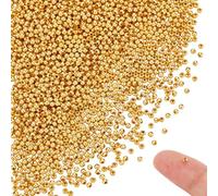 UNICRAFTALE 2000 perline in oro 24 K, 2,4 mm, rotonde, rotonde, in metallo, per fai da te, per gioielli fai da te