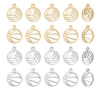 UNICRAFTALE 24 Pezzi 4 Stili Cavi Pendenti Palla Sportiva In Acciaio Inox Pallavolo Pendente Metallo Mini Artigianato Accessori Per Braccialetti Fai da Te Collane Orecchini Gioielli Creazione, Metallo