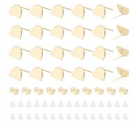 UNICRAFTALE 24 pezzo di Orecchini A Bottone In Ottone con Anello Orecchini A Bottone Placcati Oro 18K Piatti e Rotondi con 24 pezzi In Ottone e 50 pezzi di Dadi In Plastica per Gioielli DIY