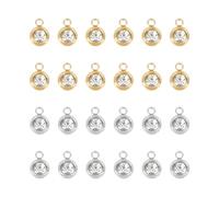 UNICRAFTALE 24 pz 2 Colori Strass Ciondoli in Acciaio inossidabile Sfaccettato Piatto Rotondo Portafortuna Collana Ciondolo in Metallo Dorato con Ciondoli in Cristallo per Creazione di Gioielli