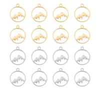 UNICRAFTALE 24pcs Mountain Charms In Acciaio Inossidabile Color Oro e Acciaio Inossidabile con Ciondolo Cavo Ipoallergenico per La Creazione di Gioielli Fai Da Te 1.5mm Foro 17mm