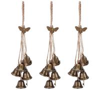 UNICRAFTALE 3 campane da strega per maniglie, vintage, con chiavi magiche, in bronzo anticato, decorazione della porta con corda per la casa e il giardino