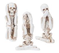 UNICRAFTALE 3 pezzi 3 stili yoga teschio statuetta scheletro statua in resina marrone chiaro "sentire non dire niente" statuetta gotica Halloween teschio decorazione per la casa festa