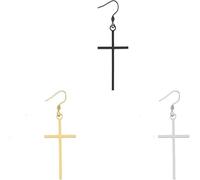 UNICRAFTALE 3 pezzo 3 colori Orecchini Pendenti A Croce Lunghi Orecchini A In Acciaio Al Titanio Punk Gotici Pendenti A Grandi per Donne Uomini per Regali di Festa