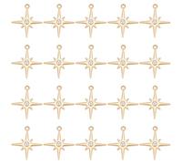 UNICRAFTALE 30 ciondoli a forma di stella, placcati in oro 18 carati, con perla di plastica, dorati a stella del nord, per la creazione di bracciali, foro 0,8 mm