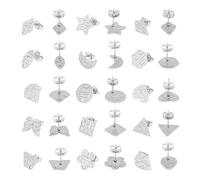 UNICRAFTALE 30 orecchini testurizzati 15 stili in acciaio inox 304 orecchini esagonali ipoallergenici, stella lunare, accessori fai da te, con passante e dado per orecchino fai da te per la creazione