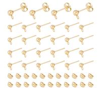UNICRAFTALE 30 paio di Orecchini A Perno Placcati In Oro 24K con Perno A Sfera Dorato con Dadi e Componente Ad Anello per La Creazione di Gioielli Fai Da Te