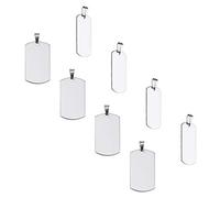UNICRAFTALE 30 pz rettangolo Stampaggio Etichette Vergini con Snap su Bail Stampaggio Bianco Pendenti in Acciaio Inox Liscio Oscillante Ciondolo Bianco per Bracciale Collana Gioielli 43x24x1mm