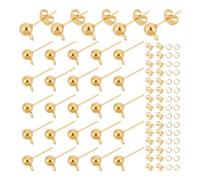 UNICRAFTALE 30pcs Perno Con Sfera In Oro, Risultati Di Orecchini A Bottone In Acciaio Inossidabile Ipoallergenico, Eae Dado e Perno Adatti per Indossare O Fai-Da-Te