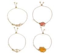 UNICRAFTALE 4 bracciali placcati in oro 18 carati, con supporto in pietra vuota, regolabili, con supporto in cristallo, in acciaio inox, per la creazione di gioielli fai da te