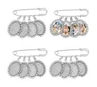 UNICRAFTALE 4 ciondoli ovali con motivo fotografico, per bouquet da sposa, 38 mm, argento anticato, offre spazio per 4 foto, lunghezza 65 mm, per bouquet da sposa e festa di nozze