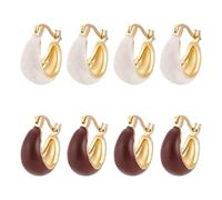 UNICRAFTALE 4 paia di orecchini a cerchio Huggie lunghi in 2 colori, 18 mm, per donne con smalto colorato, orecchini a cerchio in metallo smaltato, regalo per fidanzata, Acciaio inossidabile