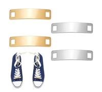UNICRAFTALE 4 pz 2 colori In Acciaio Inox Decorazione Della Scarpa Charms Rettangolo Curvo Targhetta Personalizzata Parole Tag Vuoto Fibbie per Scarpe Lacci Delle Scarpe Sneaker Charms