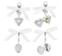 UNICRAFTALE 4 Set 2 Stili Bouquet Da Sposa Ciondolo Fotografico Bouquet Ciondolo Nuziale Commemorativo Blu Regalo di Nozze Ricordo Foto Ciondolo A Forma di Cuore Ciondolo Foto Ciondolo Ovale
