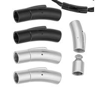 UNICRAFTALE 4 Set Chiusura A Colonna In 2 Colori 304 Fermagli per Collana A Baionetta In Acciaio Inossidabile con Chiusura A Baionetta con Pulsante Foro Da 6 mm Cordone In Pelle