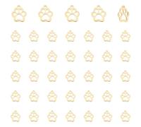 UNICRAFTALE 40 pz Vero Placcato Oro 18K Animale Gatto Zampa di Cane Ciondoli in Acciaio Inossidabile Ciondoli con Impronta Impronta in Metallo Stampe di Cuccioli Ciondoli per DIY Collana 14x12x1mm