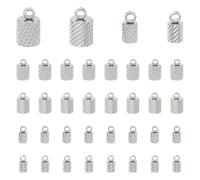 UNICRAFTALE 40 tappi terminali a colonna in acciaio inox, con 4 stili, con estremità in cordoncino, per gioielli e collane