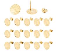 UNICRAFTALE 40pcs Oro Strutturato Piatto Rotondo Orecchini A Bottone Risultati in Acciaio Inox Orecchino con Anello Vuoto Orecchino A Bottone con Dadi per Orecchio 1.4 mm Foro