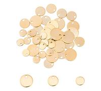 UNICRAFTALE 45 pz 3 Misure 6/8/10mm Ciondoli Tondi Piatti Dorati 304 ciondoli in Acciaio Inossidabile Timbratura Etichetta Vuota 1.2mm Ciondoli con Foro Piccolo per Creazione di Gioielli