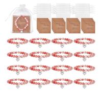 UNICRAFTALE 48 braccialetti con perline rosa regolabili in pietra naturale di cristallo dolce braccialetti con perline a cuore con biglietti e sacchetti di organza regali gioielli regali per donne