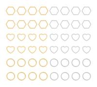 UNICRAFTALE 48 pz 3 stili 2 colori 304 anelli di Collegamento In Acciaio Inossidabile Cuore Esagonale Anello Rotondo Anello Cavo Ciondoli Cornici Connettori Connettori Gioielli In Metallo Collegamenti