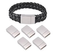 UNICRAFTALE 5 Set di Rettangoli Fermagli Magnetici Fermagli in Acciaio Inossidabileusura con Fibbia Magneticausura in Pelle per Gioielli Braccialetto 20x12x5mm Foro 2.5x10mm