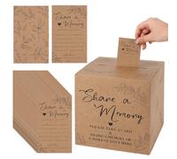 UNICRAFTALE 50 Carte Beige Per Condividere Ricordi e 1 Scatola Per Messaggi In Carta Idee Per Celebrazione Della Vita Decorazioni Per Matrimonio Anniversario Pensionamento Funerali
