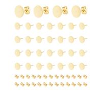 UNICRAFTALE 50 orecchini a perno piatto in acciaio inossidabile placcato oro 24 carati 10 mm orecchino e schiena piatta per la fabbricazione di gioielli