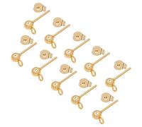 UNICRAFTALE 50pz (25 paia) Orecchini In Acciaio Inossidabile, Componenti Perni per Orecchini A Sfera Da 0.7 mm Con Anello Aperto, Orecchini A Bottone Dorati Con Orecchini Aocciola