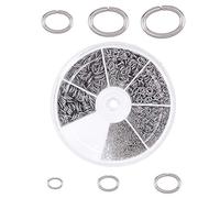 UNICRAFTALE 6 Misure Circa 600 Pezzi Anelli Ovaliusi Ma Non Saldati Anelli 18-26 O-Ring di Calibro Anelli di Salto in Acciaio Inossidabile Connettori per Gioielli, Colore in Acciaio Inossidabile